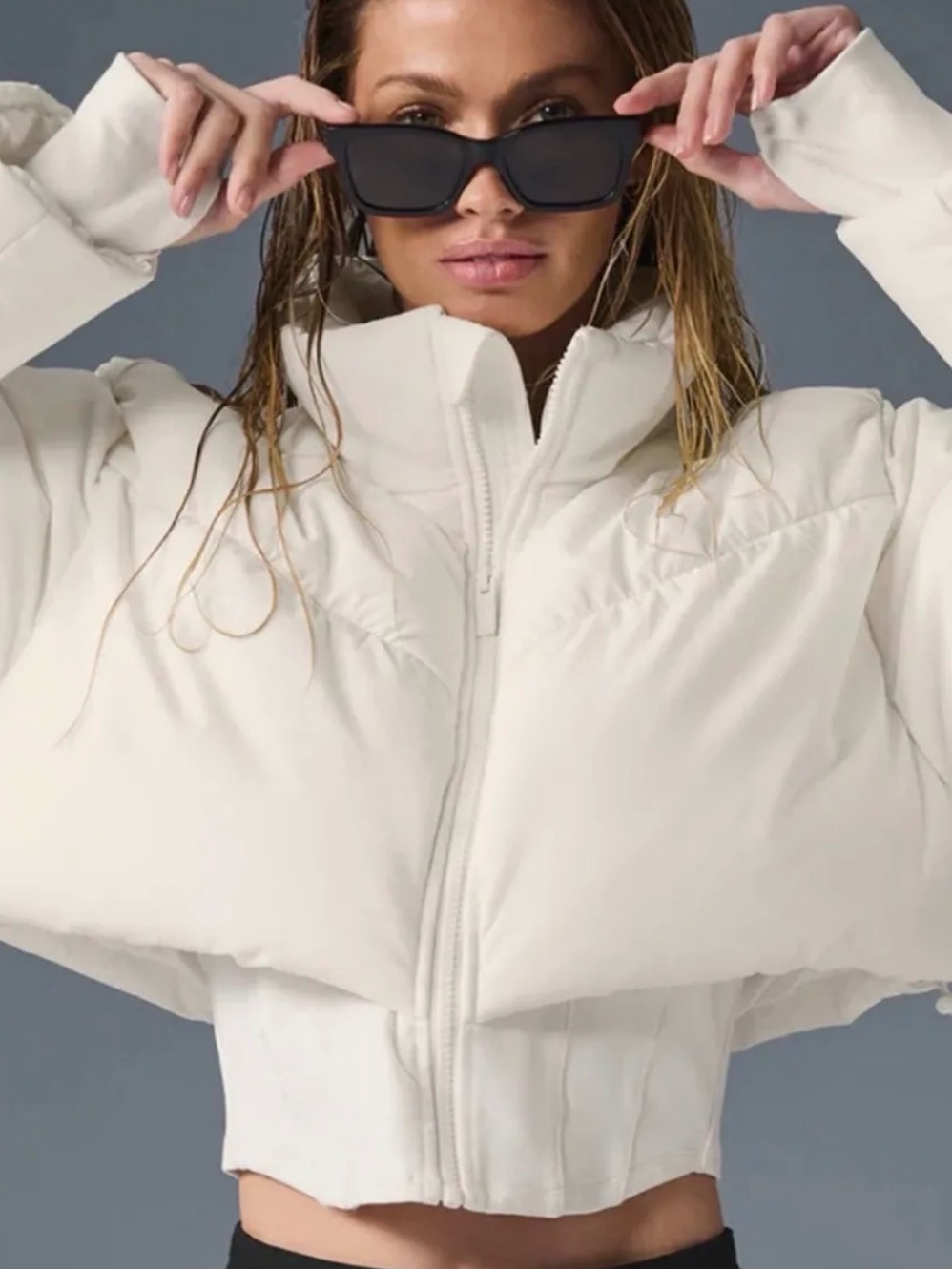 Alo Yoga Main Act Corset Puffer Ivory S